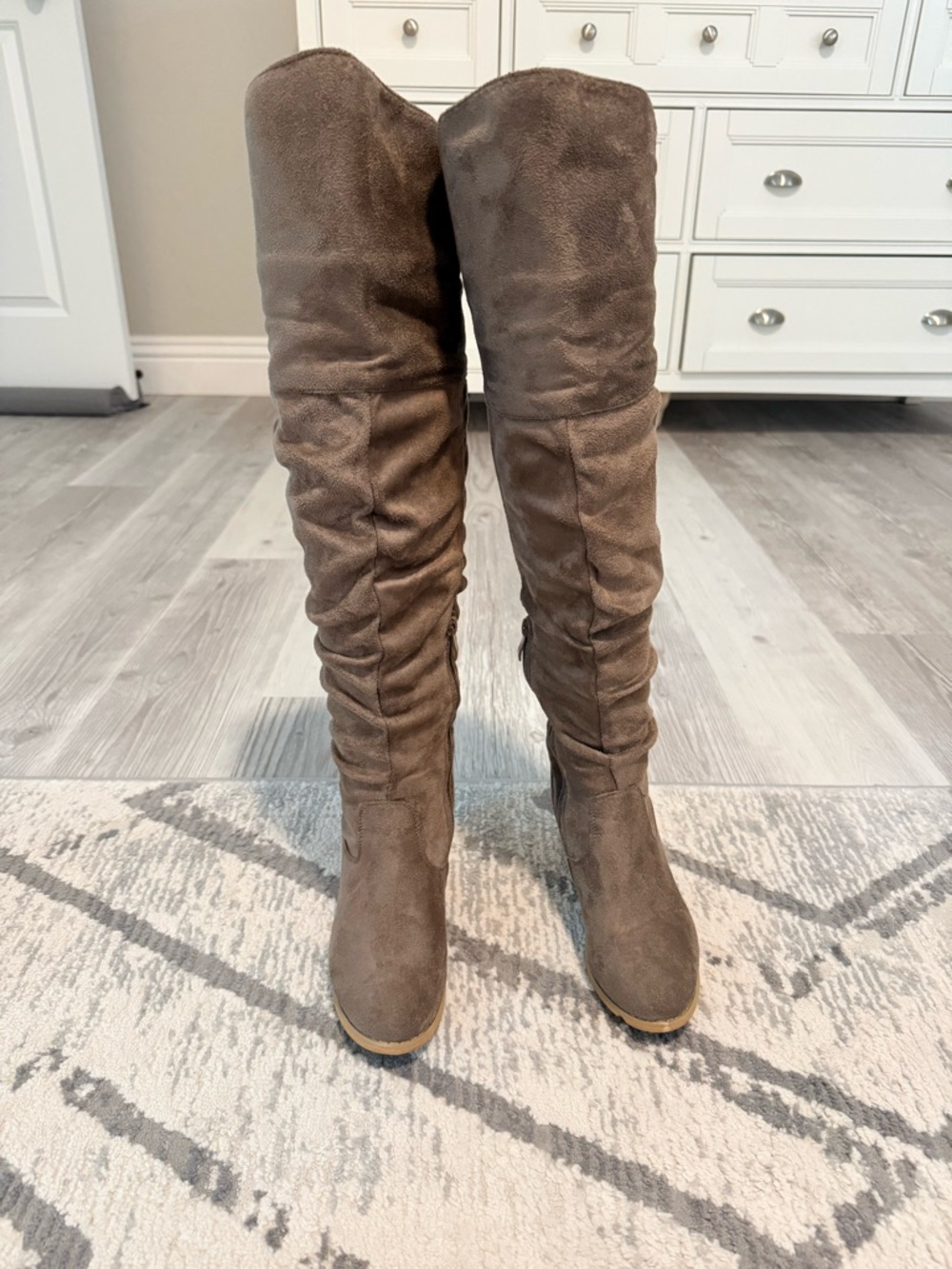 Women's Taupe Suede Over-the-Knee Boots